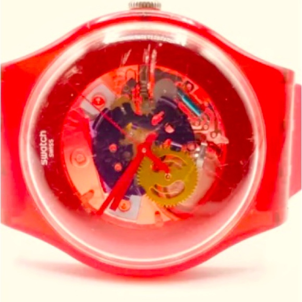 Swatch Red Laquered Red Silicone Watch SUOR101